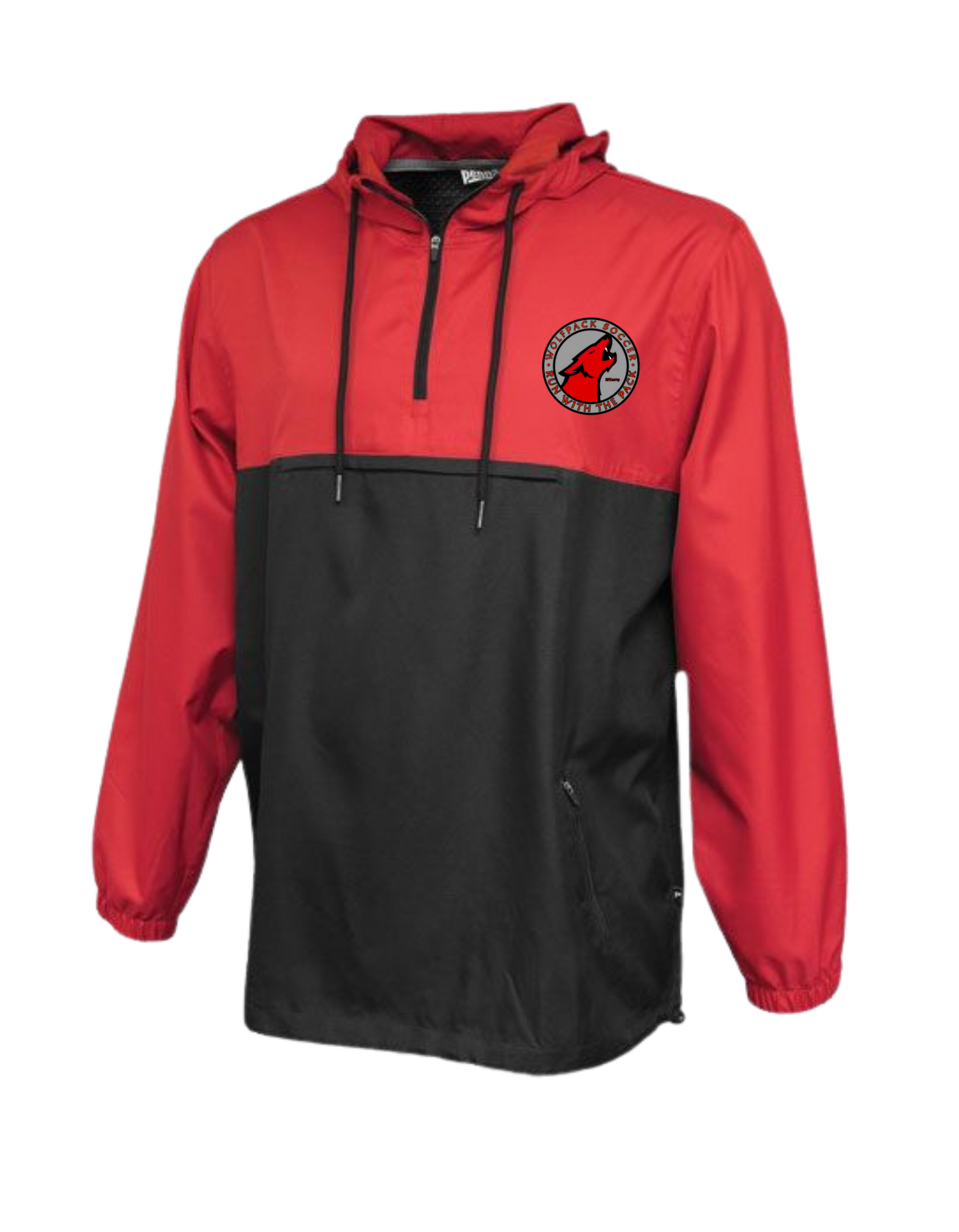 Wolfpack Soccer - Pennant Red/Black Colorblock Anorak - Embroidered