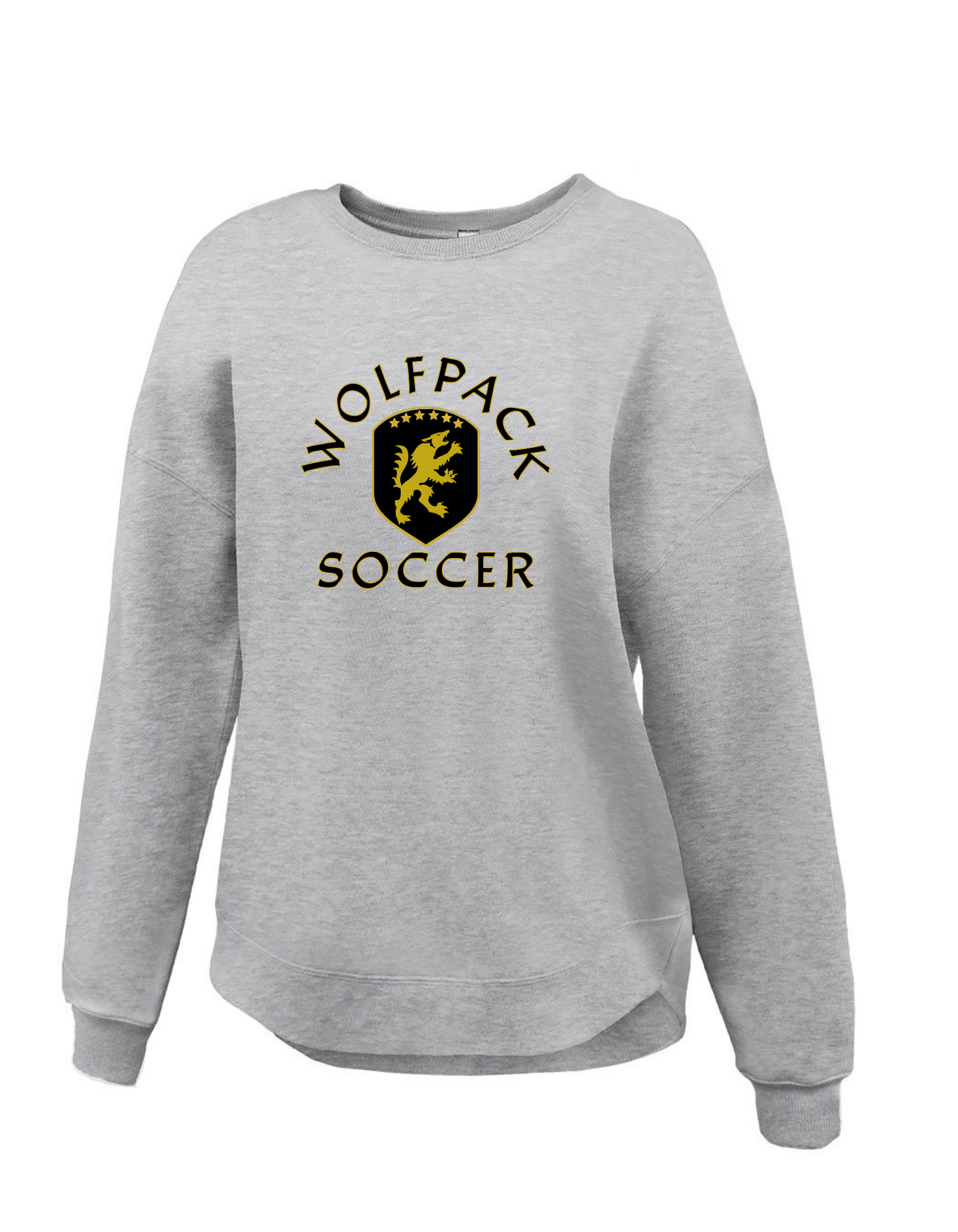 Wolfpack Soccer - Pennant Grey Women's Curve Bottom Crew