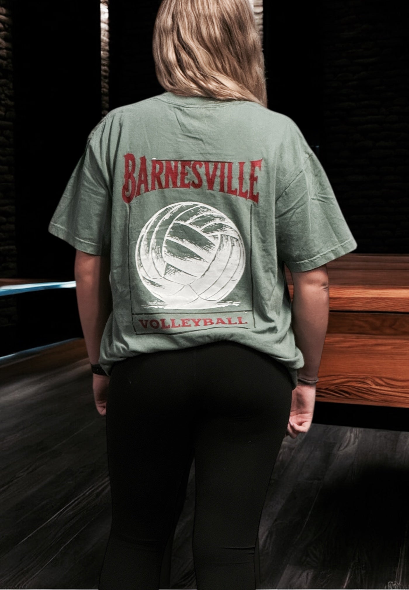 Barnesville Volleyball - Comfort Colors Washed Kelly Garment-Dyed Heavyweight Tee - Oversized Back Print