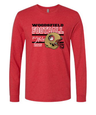 2025 Youth Noles Football - Next Level Red CVC-Blend Long Sleeve Tee
