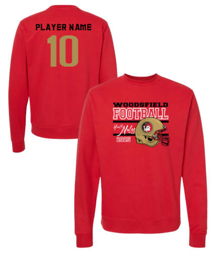 2025 Youth Noles Football - Independant Red Mid-Weight Crewneck