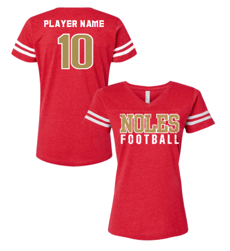 2025 Youth Noles Football - LAT Red Women's Football V-Neck