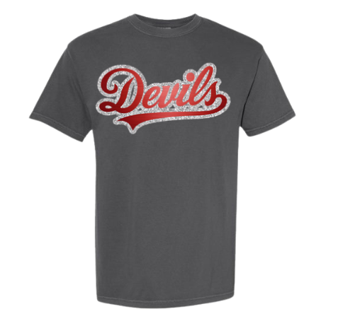 STC Swag Shop - Comfort Colors Vintage Black Garment-Dyed Heavyweight Tee - Devils Glitter & Puff