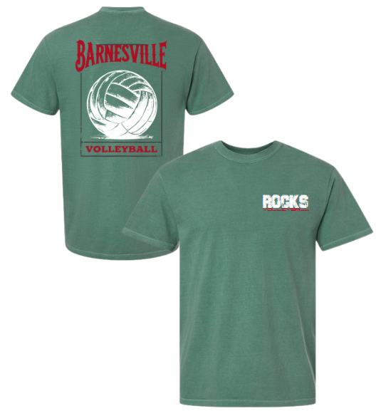 Barnesville Volleyball - Comfort Colors Washed Kelly Garment-Dyed Heavyweight Tee - Oversized Back Print