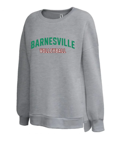 Barnesville Volleyball - Pennant Grey Womens Drop-Tail Crew