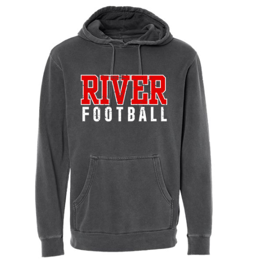 River Youth Football - Independant Washed Black Garment Dyed Mid-Weight Hoodie