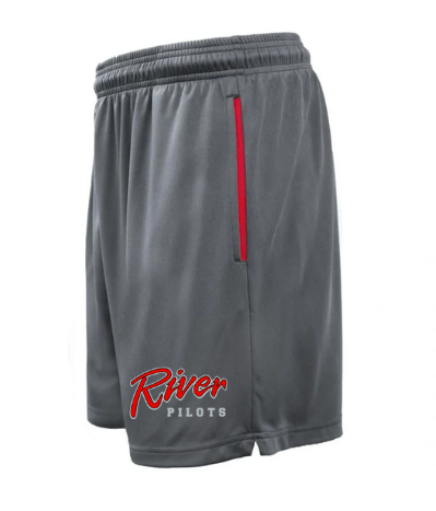River Youth Football - Pennant Grey/Red Driveline Shorts w/ Pockets