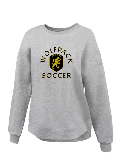 Wolfpack Soccer - Pennant Grey Women's Curve Bottom Crew