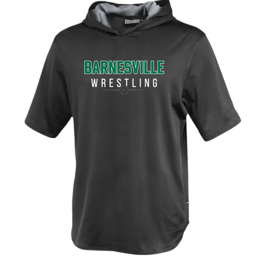 Barnesville Wrestling - short sleeve warmup hoodie V2