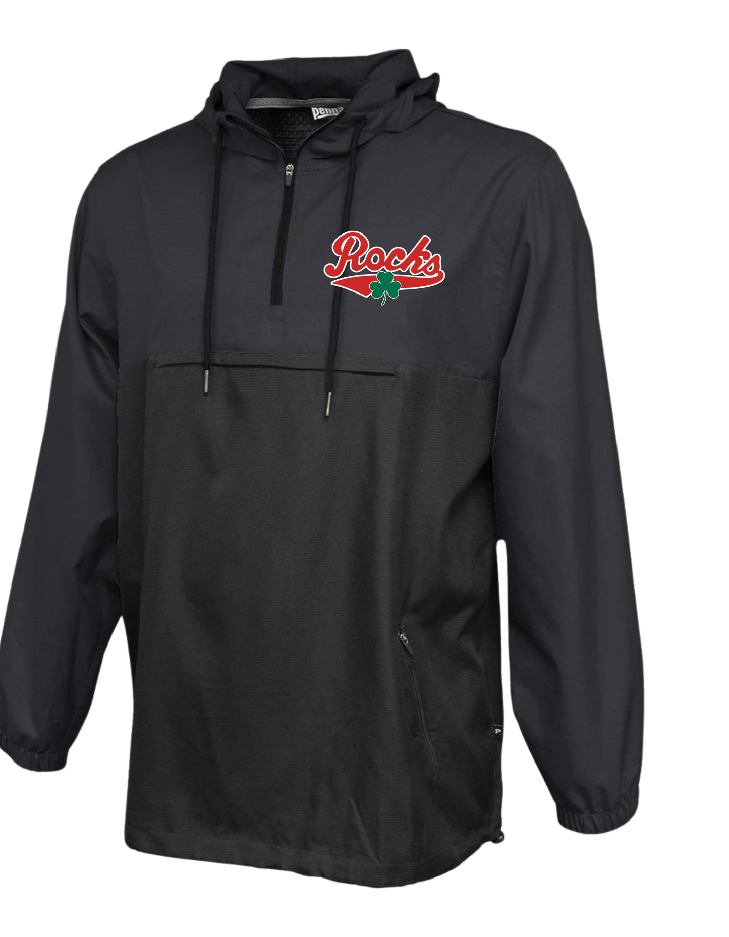 Barnesville Swim - Pennant Black Colorblock Anorak - Embroidered