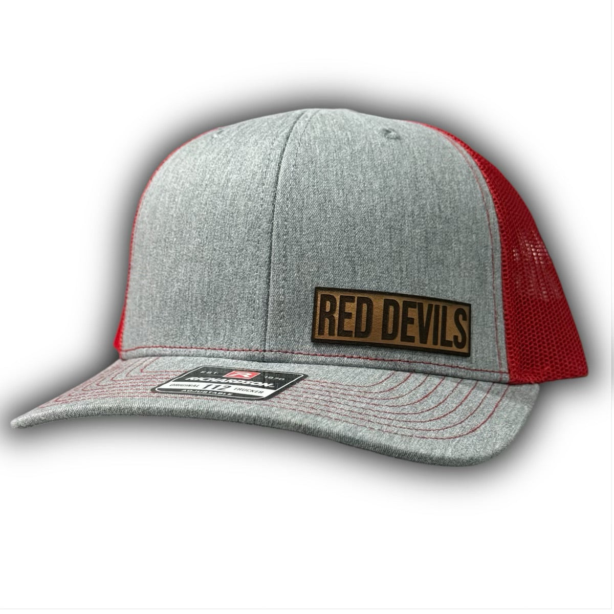 STC - Hat - Richardson 112 - Grey / Red - Red Devils Leather Patch