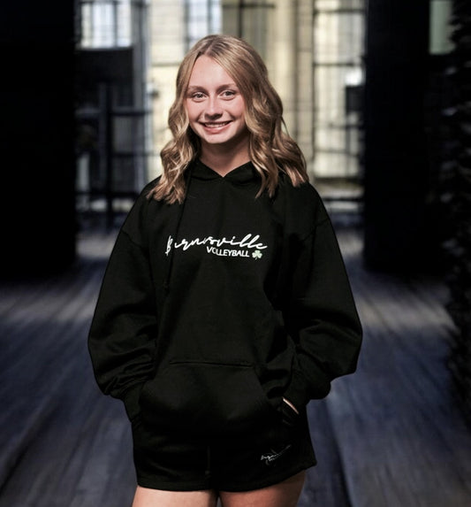 Barnesville Volleyball - Pennant Black Rugger Hoodie
