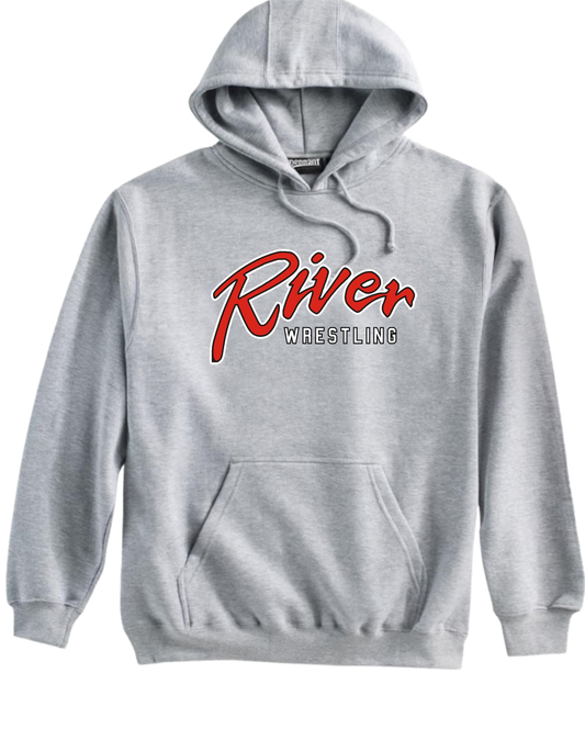 River Wrestling -  Pennant Grey Heavyweight Hoodie - River Wrestling