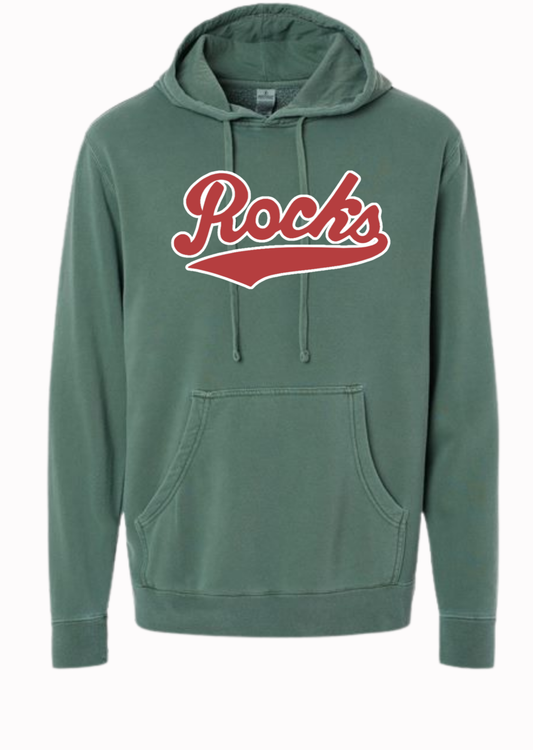 Barnesville HS Basketball- Applique Embroidered Independent Vintage Kelly Garment Dyed Mid-Weight Hoodie