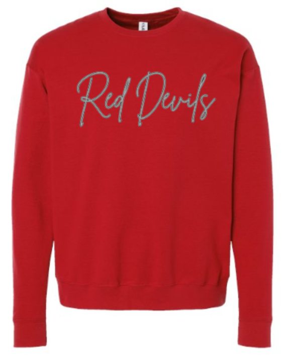 STC - Crewneck Sweatshirt - Red Devils Metallic Silver 3D HTV