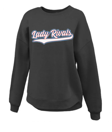 Lady Rivals - Pennant Black Women's Curve Bottom Crew (Oversized) - Tackle Twill Applique