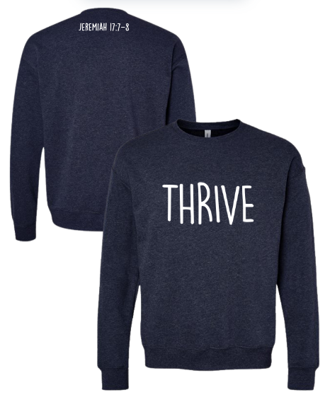 Thrive - Bella Canvas Navy Drop Sholder Crewneck