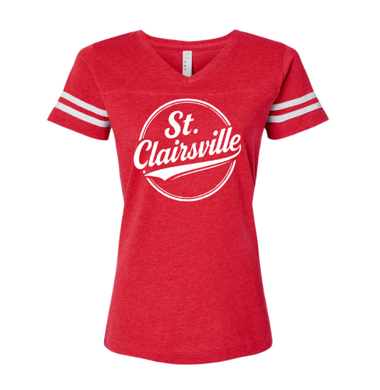STC Swag Shop - LAT Red Women's Football V-Neck - Old School Saint C