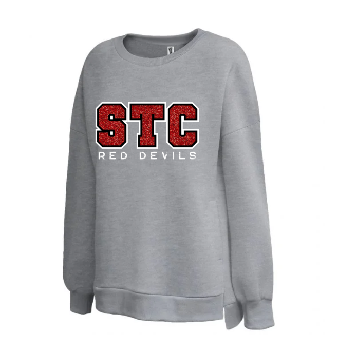 STC Swag Shop - Pennant Grey Droptail Crew - Glitter STC