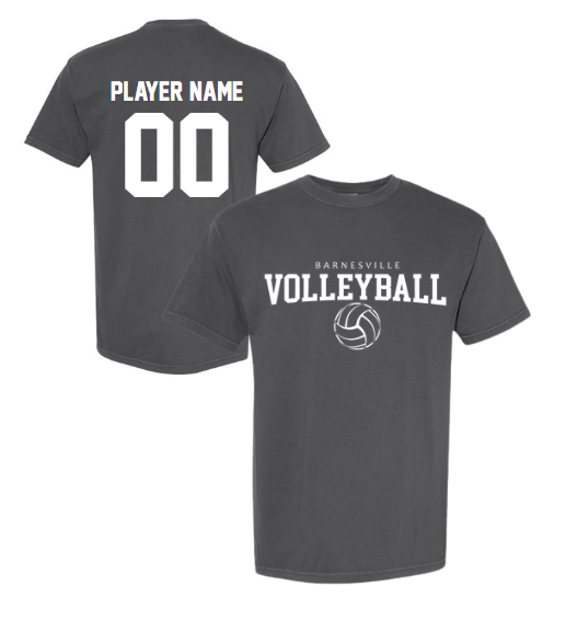 Barnesville Volleyball - Comfort Colors Washed Black Garment-Dyed Heavyweight Tee