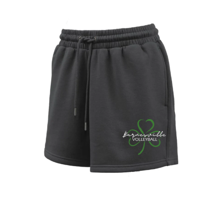 Barnesville Volleyball - Pennant Black Women's Fleece Shorts w/ Pockets