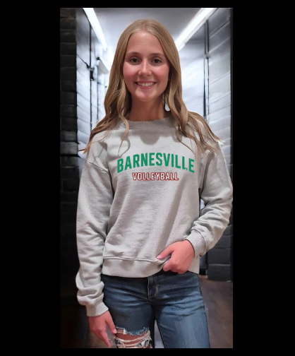Barnesville Volleyball - Pennant Grey Womens Drop-Tail Crew