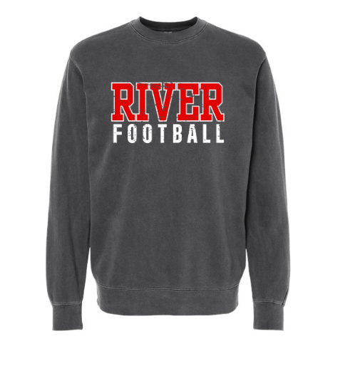 River Youth Football - Independant Washed Black Garment Dyed Mid-Weight Crew