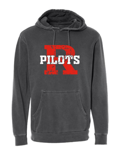 River Jr. High Football - Independant Washed Black Garment Dyed Mid-Weight Hoodie