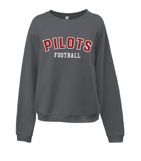River Jr. High Football - Pennant Dark Grey Drop Sholder Crew - Glitter Applique